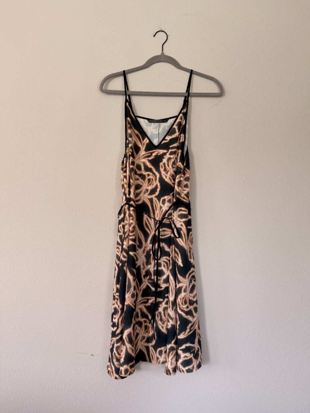 Gary Graham 422 Yellow Roses Slip Dress — Sz L, Adjustable Straps